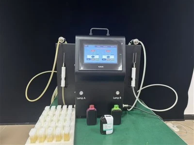 Máquina semi{0}}automática de cabeça dupla-E-de suco de nicotina: equipamento de enchimento de cartucho Vape de alta-precisão